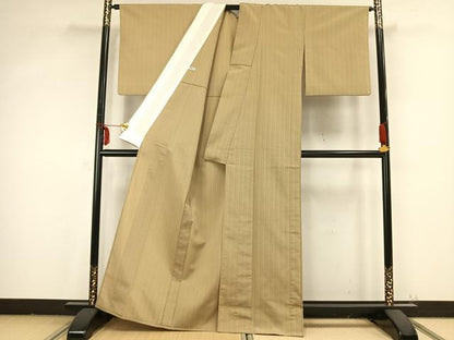 平和屋着物▽小紋 単衣 縞 洗える着物 AABB2170fy