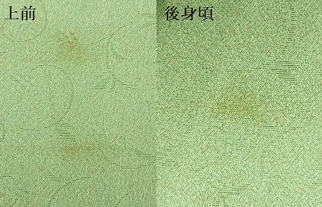 平和屋着物▽色無地 単衣 花唐草地紋 夏虫色 洗える着物 AABB2171fy