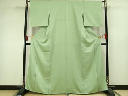平和屋着物▽色無地 単衣 花唐草地紋 夏虫色 洗える着物 AABB2171fy