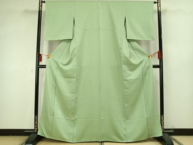 平和屋着物▽色無地 単衣 花唐草地紋 夏虫色 洗える着物 AABB2171fy