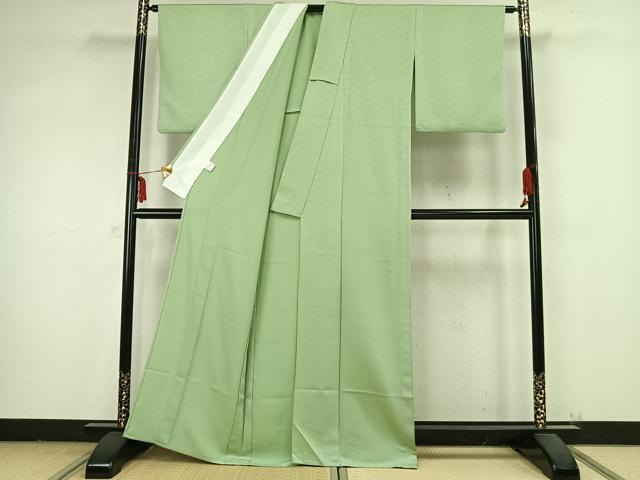 平和屋着物▽色無地 単衣 花唐草地紋 夏虫色 洗える着物 AABB2171fy