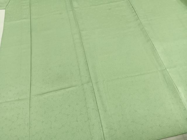 平和屋着物▽色無地 単衣 花唐草地紋 夏虫色 洗える着物 AABB2171fy