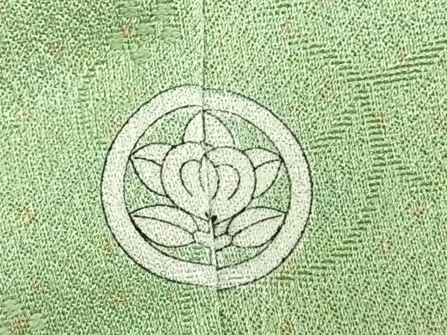 平和屋着物▽色無地 単衣 花唐草地紋 夏虫色 洗える着物 AABB2171fy