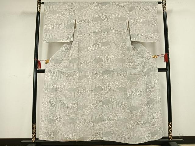 平和屋着物▽小紋 単衣 切嵌花文 洗える着物 AABB2173fy