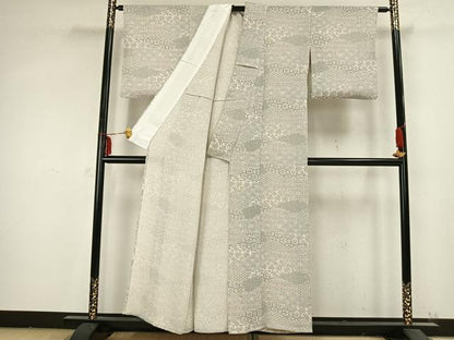 平和屋着物▽小紋 単衣 切嵌花文 洗える着物 AABB2173fy
