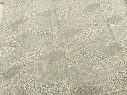 平和屋着物▽小紋 単衣 切嵌花文 洗える着物 AABB2173fy