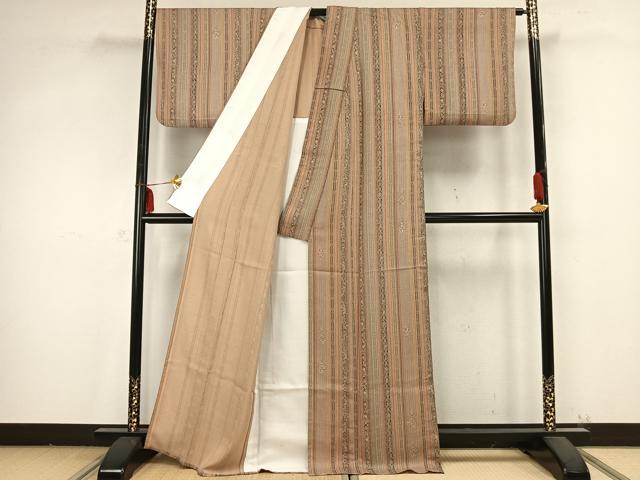 平和屋着物▽小紋 単衣 草花間道 洗える着物 AABB2174fy