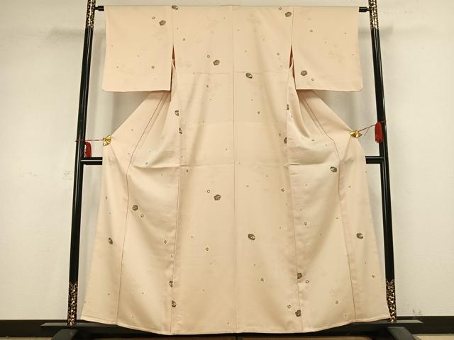 平和屋着物▽小紋 単衣 舞桜文 洗える着物 未使用 AABB2178fy