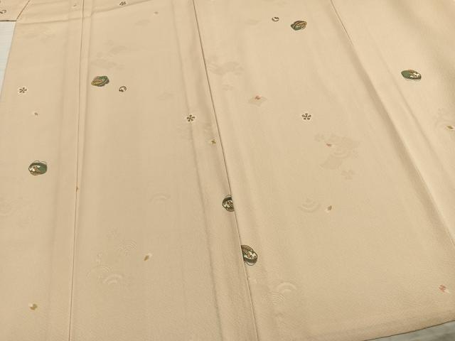 平和屋着物▽小紋 単衣 舞桜文 洗える着物 未使用 AABB2178fy