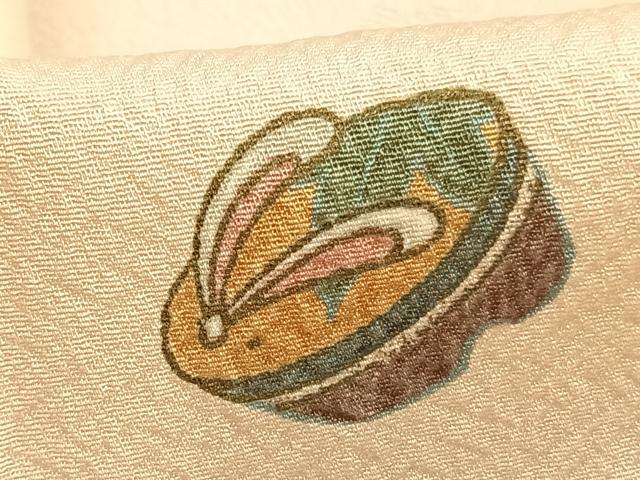 平和屋着物▽小紋 単衣 舞桜文 洗える着物 未使用 AABB2178fy