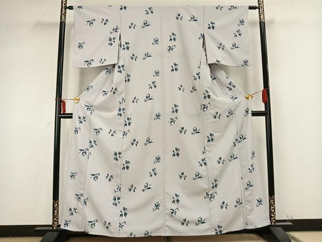 平和屋着物▽小紋 単衣 舞葉文 洗える着物 AABB2179fy