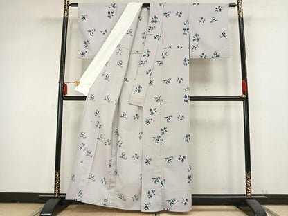 平和屋着物▽小紋 単衣 舞葉文 洗える着物 AABB2179fy