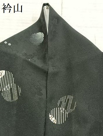 平和屋着物▽小紋 単衣 丸文 黒地 やまと誂製 洗える着物 AABB2180fy
