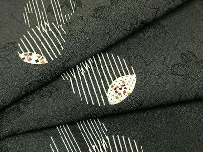 平和屋着物▽小紋 単衣 丸文 黒地 やまと誂製 洗える着物 AABB2180fy