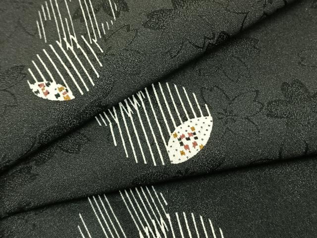 平和屋着物▽小紋 単衣 丸文 黒地 やまと誂製 洗える着物 AABB2180fy