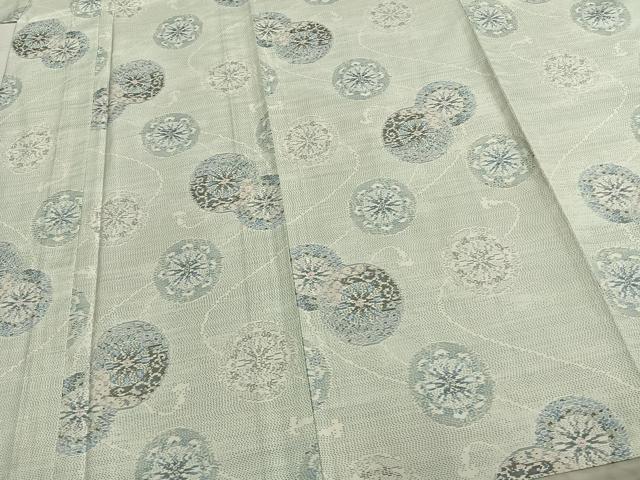 平和屋着物▽本場大島紬 白大島 単衣 花丸文 正絹 逸品 AABB2181fy