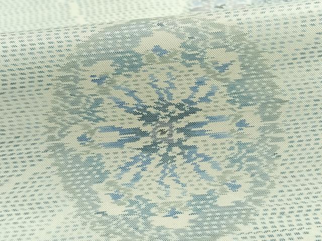 平和屋着物▽本場大島紬 白大島 単衣 花丸文 正絹 逸品 AABB2181fy