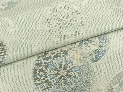 平和屋着物▽本場大島紬 白大島 単衣 花丸文 正絹 逸品 AABB2181fy
