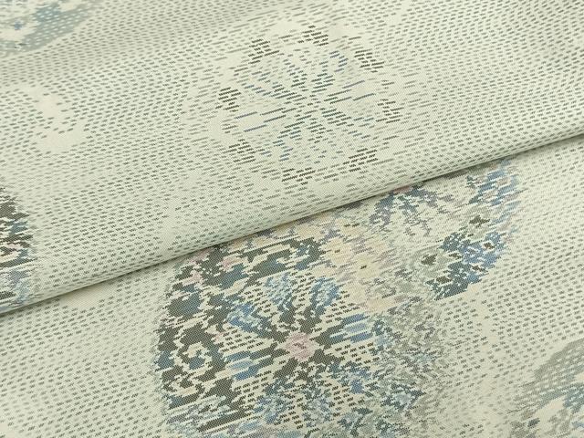 平和屋着物▽本場大島紬 白大島 単衣 花丸文 正絹 逸品 AABB2181fy