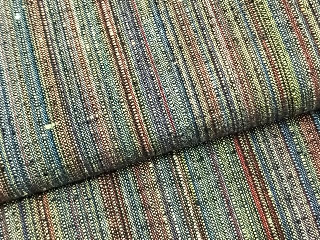 平和屋着物▽結城紬 単衣 縞 証紙付き 正絹 逸品 AABB2183fy