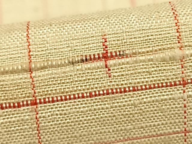 平和屋着物▽上質な紬 単衣 格子十字絣文様 正絹 逸品 AABB2185fy