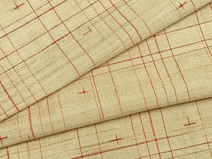 平和屋着物▽上質な紬 単衣 格子十字絣文様 正絹 逸品 AABB2185fy
