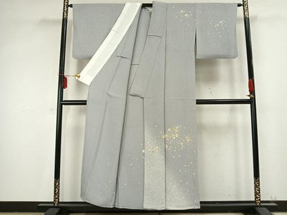 平和屋着物▽訪問着 単衣 舞桜文 たたき染め 金彩 正絹 逸品 AABB2186fy