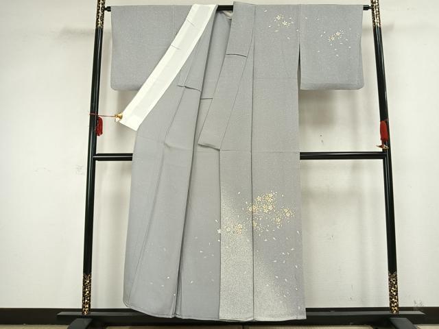 平和屋着物▽訪問着 単衣 舞桜文 たたき染め 金彩 正絹 逸品 AABB2186fy