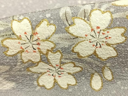 平和屋着物▽訪問着 単衣 舞桜文 たたき染め 金彩 正絹 逸品 AABB2186fy
