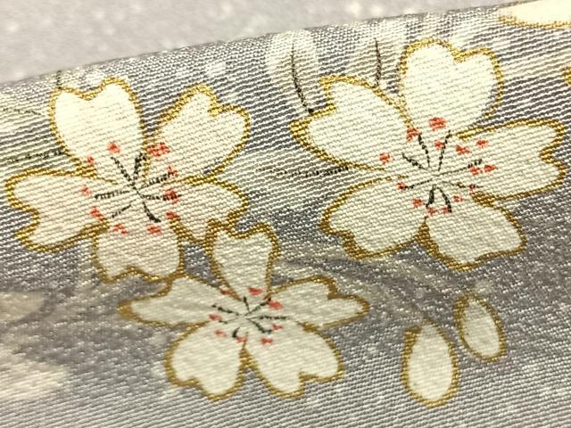 平和屋着物▽訪問着 単衣 舞桜文 たたき染め 金彩 正絹 逸品 AABB2186fy