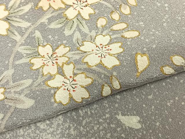 平和屋着物▽訪問着 単衣 舞桜文 たたき染め 金彩 正絹 逸品 AABB2186fy