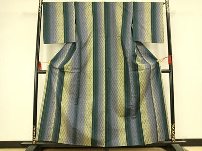 平和屋着物▽上質な紬 単衣 間道 やまと誂製 正絹 逸品 未使用 AABB2187fy
