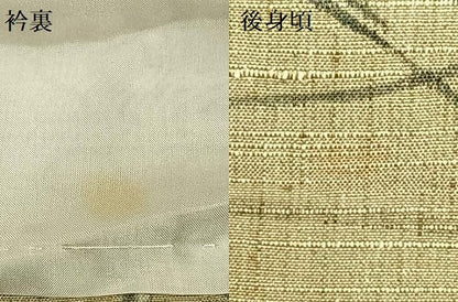 平和屋着物▽上質な紬 単衣 手描き 草花文 正絹 逸品 AABB2190fy