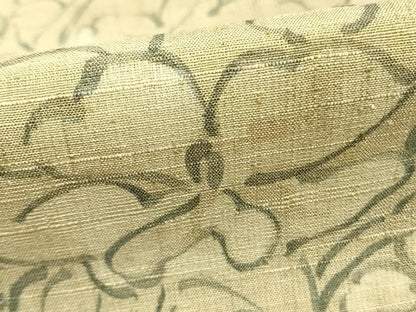 平和屋着物▽上質な紬 単衣 手描き 草花文 正絹 逸品 AABB2190fy