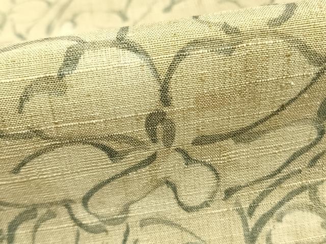 平和屋着物▽上質な紬 単衣 手描き 草花文 正絹 逸品 AABB2190fy