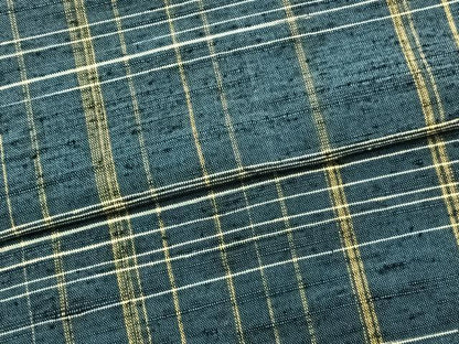 平和屋着物▽上質な紬 単衣 格子 正絹 逸品 AABB2192fy