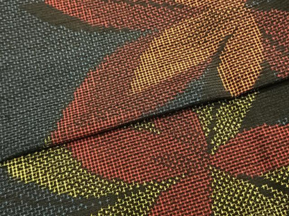 平和屋着物▽上質な紬 単衣 葉尽くし 正絹 逸品 AABB2193fy