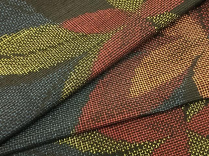 平和屋着物▽上質な紬 単衣 葉尽くし 正絹 逸品 AABB2193fy