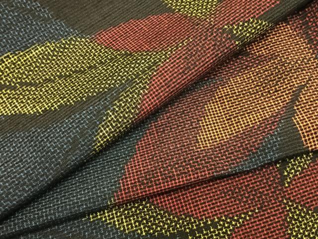 平和屋着物▽上質な紬 単衣 葉尽くし 正絹 逸品 AABB2193fy