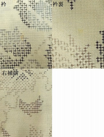 平和屋着物▽本場大島紬 白大島 単衣 9マルキ 草花文 正絹 逸品 AABB2194fy