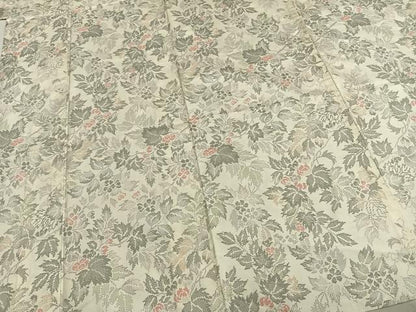 平和屋着物▽本場大島紬 白大島 単衣 9マルキ 草花文 正絹 逸品 AABB2194fy