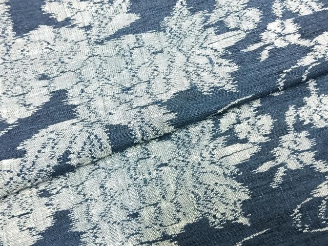 平和屋着物▽上質な紬 単衣 草花文 正絹 逸品 AABB2195fy