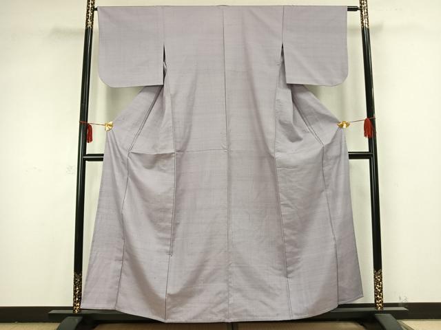 平和屋着物▽上質な紬 単衣 色無地 牡丹鼠色 正絹 逸品 AABB2196fy