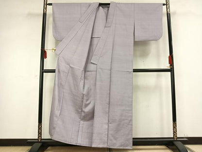 平和屋着物▽上質な紬 単衣 色無地 牡丹鼠色 正絹 逸品 AABB2196fy