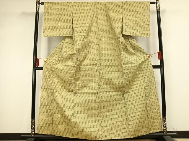 平和屋着物▽上質な紬 単衣 十字絣文様 正絹 逸品 未使用 AABB2199fy