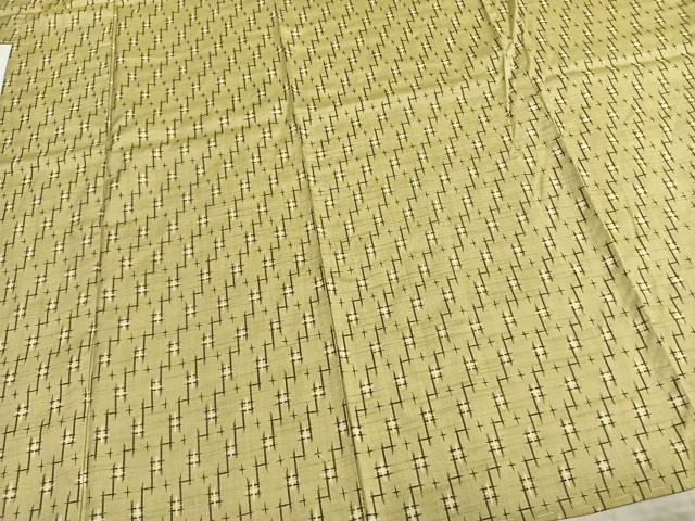 平和屋着物▽上質な紬 単衣 十字絣文様 正絹 逸品 未使用 AABB2199fy