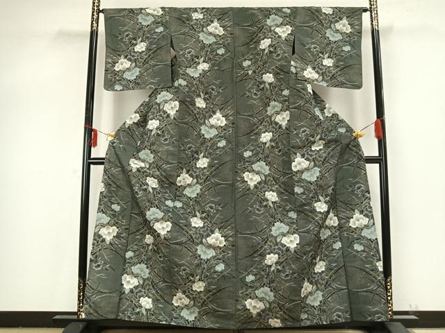 平和屋着物▽本場大島紬 単衣 総絣 草花文 正絹 逸品 AABB2202fy