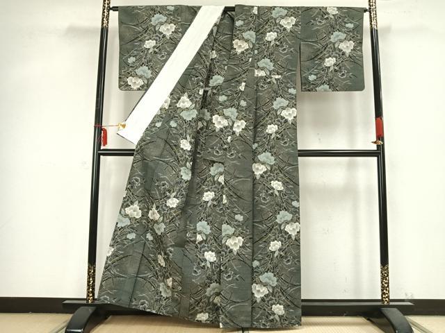 平和屋着物▽本場大島紬 単衣 総絣 草花文 正絹 逸品 AABB2202fy
