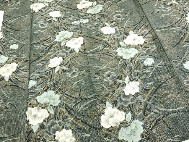 平和屋着物▽本場大島紬 単衣 総絣 草花文 正絹 逸品 AABB2202fy
