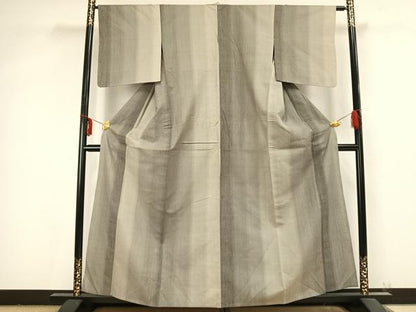 平和屋着物▽上質な紬 単衣 間道 正絹 逸品 AABB2204fy